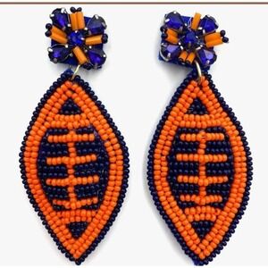 New! Navy and Orange Football Earrings